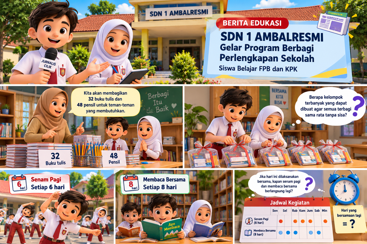 SDN 1 Ambalresmi Gelar Program Berbagi Perlengkapan Sekolah, Siswa Belajar FPB dan KPK